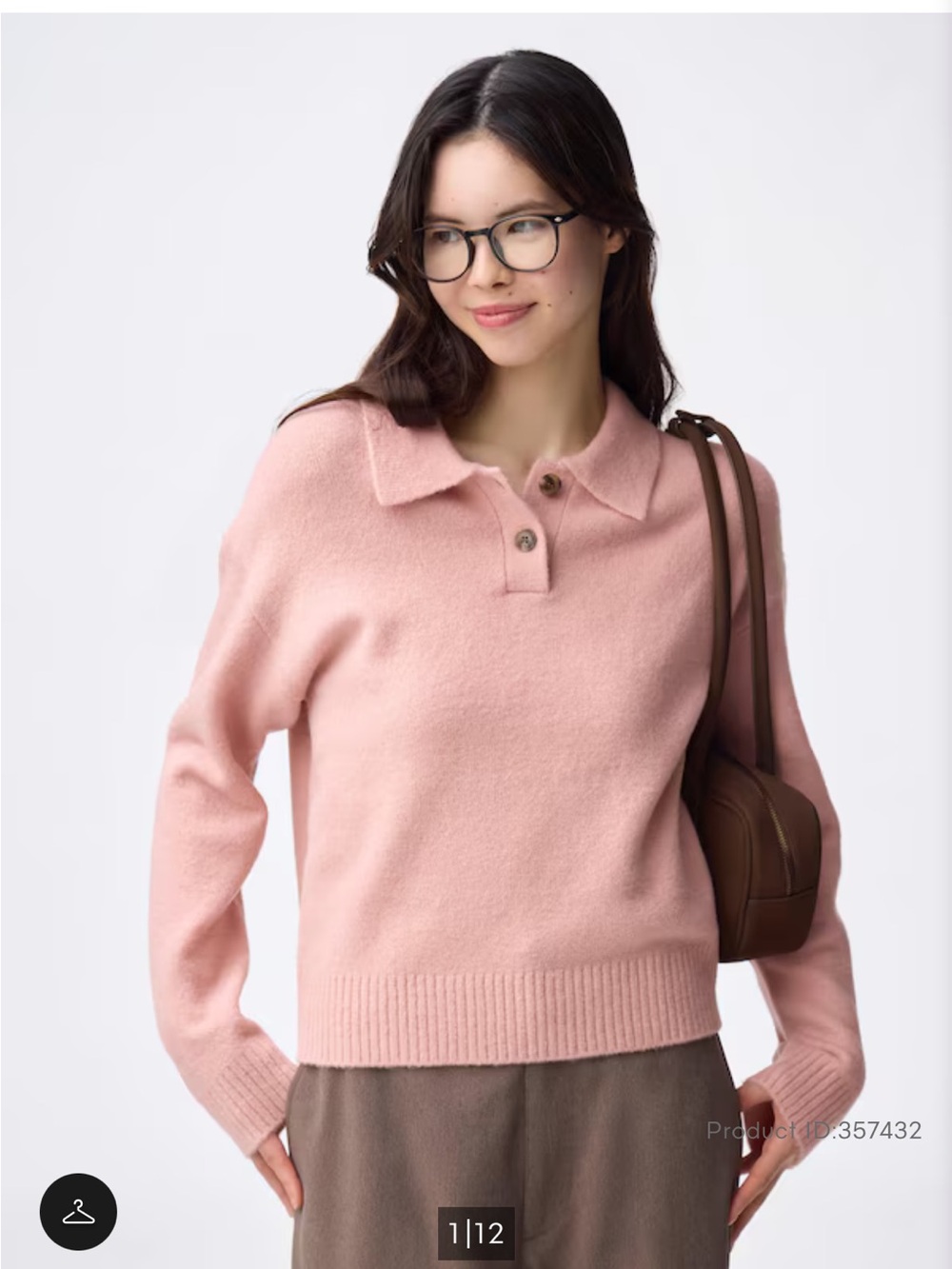 GU Women's Pink Polo-Collar Crew Sweater